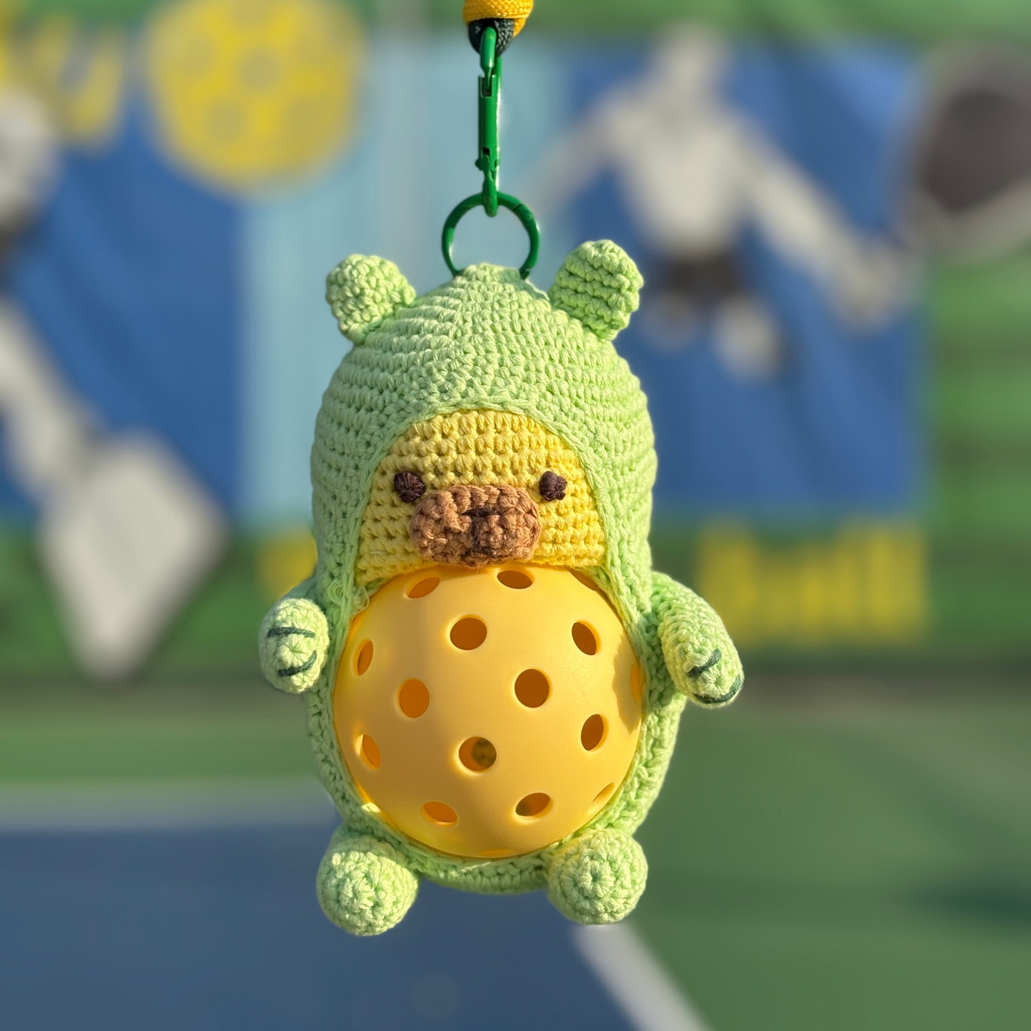 Crochet Capybara Keychain – Pickleball Plush Charm