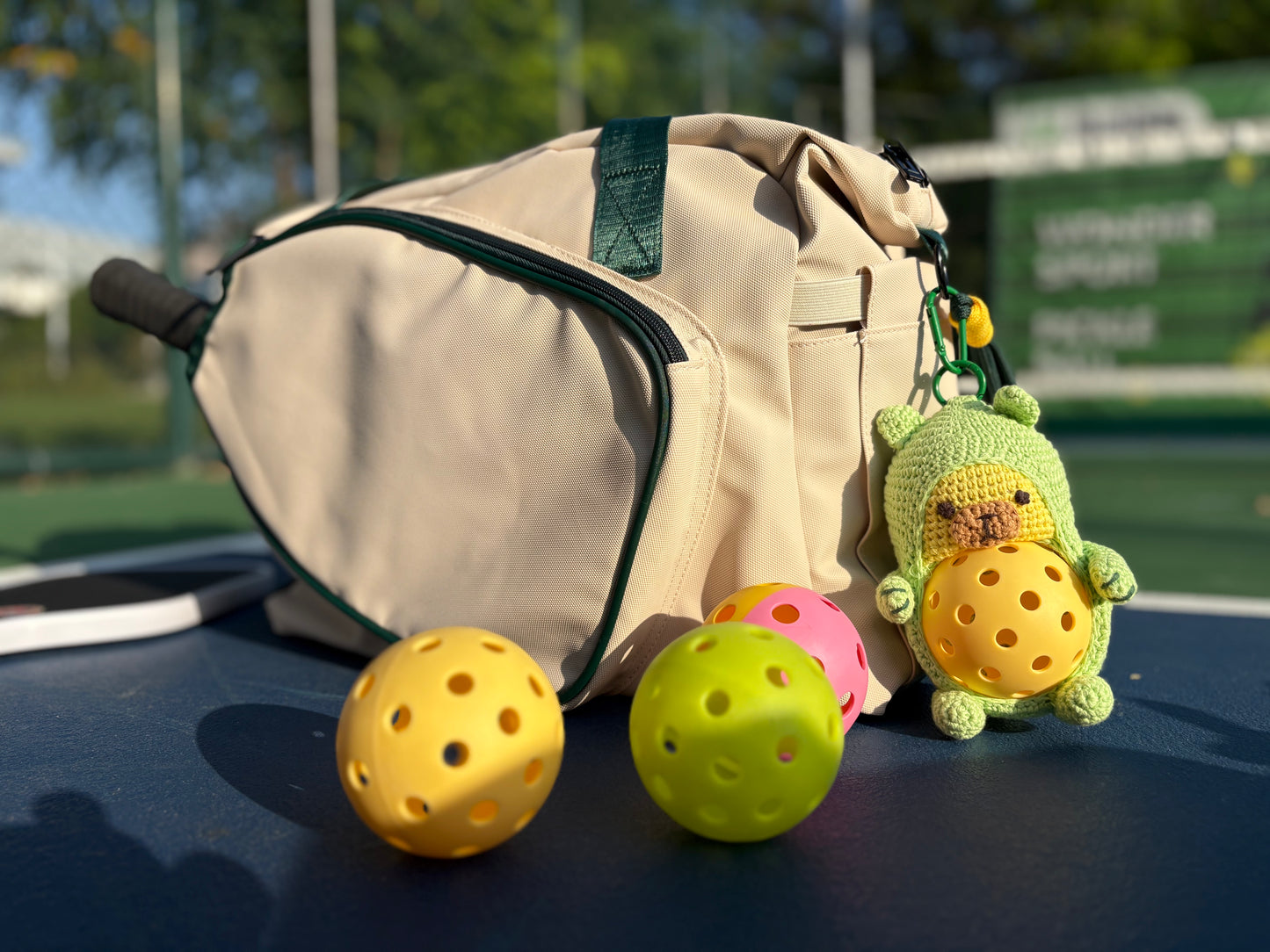 Crochet Capybara Keychain – Pickleball Plush Charm