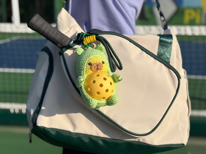 Crochet Capybara Keychain – Pickleball Plush Charm