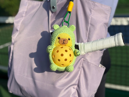 Crochet Capybara Keychain – Pickleball Plush Charm