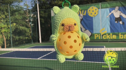 Crochet Capybara Keychain – Pickleball Plush Charm
